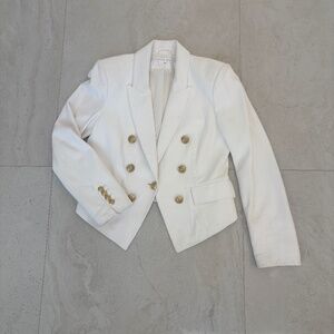 Veronica Beard Ecru Lambskin Leather Dickey Jacket Blazer
